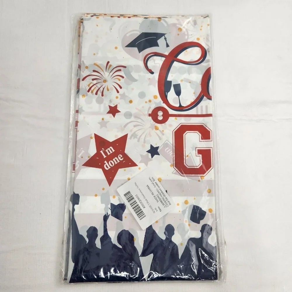 Graduation Tablecloth Three Pack Red White Blue
